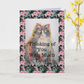 Tuxedo Cat Cute Funny Denking You Card Kaart (Gele Bloem)