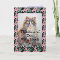 Tuxedo Cat Cute Funny Denking You Card