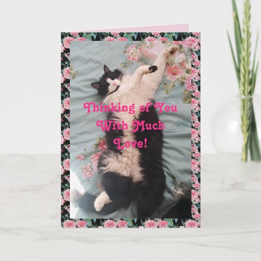 Tuxedo Cat Cute Funny Denking You Love Card Kaart (Voorkant)