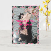 Tuxedo Cat Cute Funny Denking You Love Card Kaart (Gele Bloem)