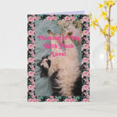 Tuxedo Cat Cute Funny Denking You Love Card Kaart (Gele Bloem)