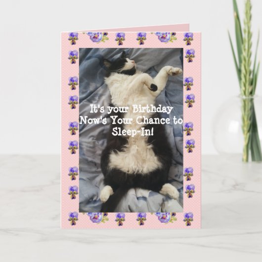 Tuxedo Cat Cute Funny Slapen Viola Card Kaart (Voorkant)