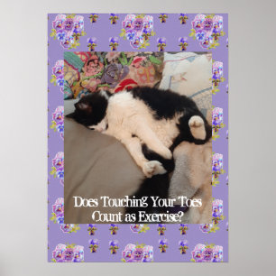 Tuxedo Cat Cute Funny Touch Toes Cats Poster