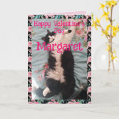 Tuxedo Cat Cute Funny Valentines Day Happy Dance Kaart (Gele Bloem)