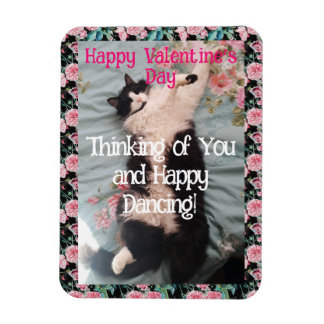 Tuxedo Cat Cute Funny Valentines Day Happy Dance Magneet
