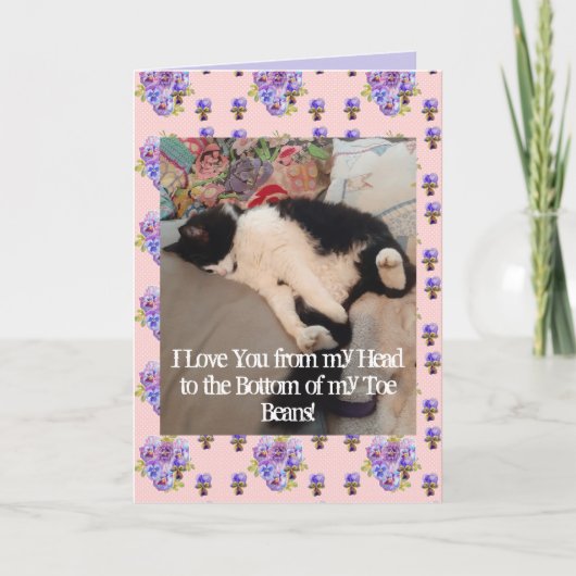 Tuxedo Cat Cute Love You Birthday Toe Beans Card Kaart (Voorkant)