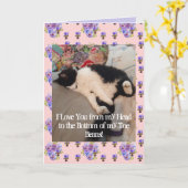 Tuxedo Cat Cute Love You Birthday Toe Beans Card Kaart (Gele Bloem)