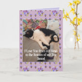 Tuxedo Cat Cute Love You Birthday Toe Beans Card Kaart (Gele Bloem)