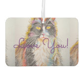 Tuxedo Cat Cute Love You Name Car Air Freshener Luchtverfrisser (Achterkant)