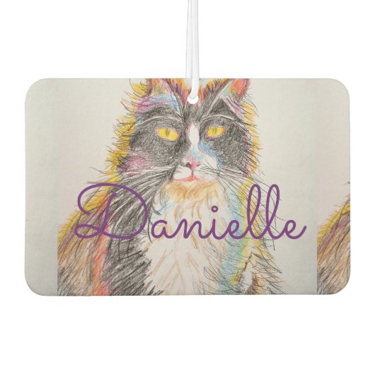 Tuxedo Cat Cute Love You Name Car Air Freshener Luchtverfrisser (Voorkant)