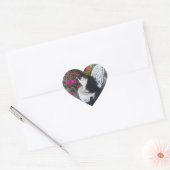 Tuxedo Cat Cute with Pretty Flowers Black Cats Hart Sticker (Envelop)
