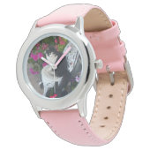 Tuxedo Cat Cute with Pretty Flowers Black Cats Horloge (Gekanteld)