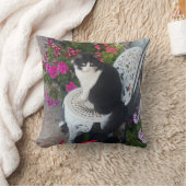 Tuxedo Cat Cute with Pretty Flowers Black Cats Kussen (Deken)