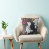 Tuxedo Cat Cute with Pretty Flowers Black Cats Kussen (Stoel)