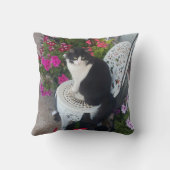 Tuxedo Cat Cute with Pretty Flowers Black Cats Kussen (Achterkant)