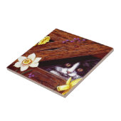 Tuxedo Cat Daffodils Art Creationarts Tegeltje (Zijkant)