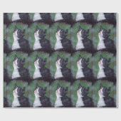 Tuxedo Cat die op sneeuw kijkt, oliepastel Cadeaupapier (Vlak)