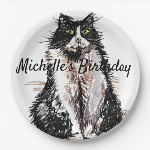 Tuxedo Cat Drawing art Birthday Paper Bord