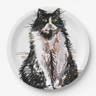 Tuxedo Cat Drawing art Birthday Paper Bord