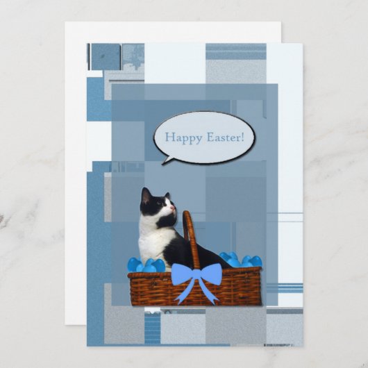 Tuxedo Cat Easter Feestdagenkaart (Voorkant / Achterkant)