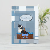 Tuxedo Cat Easter Feestdagenkaart (Staand voorkant)