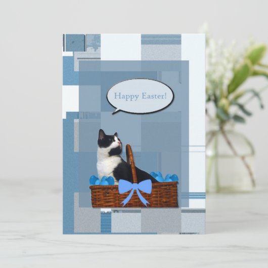 Tuxedo Cat Easter Feestdagenkaart (Staand voorkant)