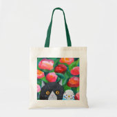 Tuxedo Cat en Blue Budgie Parakeet Grappig Schatti Tote Bag (Voorkant)