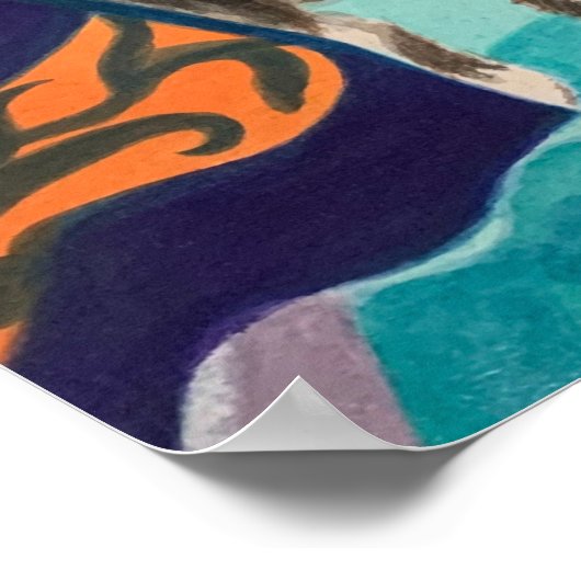 Tuxedo Cat en geborduurde gordijnen Poster (Hoek)