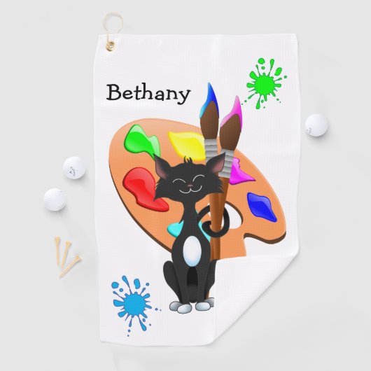 Tuxedo Cat en Paint Palette Golfhanddoek (Insitu)