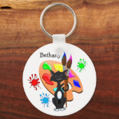 Tuxedo Cat en Paint Palette Sleutelhanger (Voorkant)