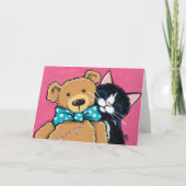 Tuxedo Cat en Teddy Bear Dank u Bedankkaart (Voorkant)