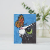 Tuxedo Cat en Viceroy Butterfly Briefkaart (Staand voorkant)