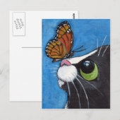 Tuxedo Cat en Viceroy Butterfly Briefkaart (Voorkant / Achterkant)
