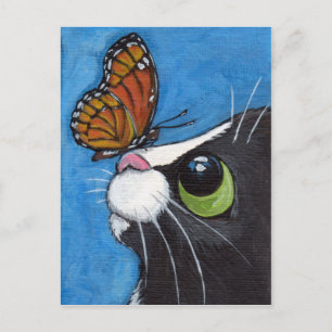 Tuxedo Cat en Viceroy Butterfly Briefkaart