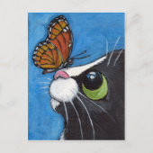Tuxedo Cat en Viceroy Butterfly Briefkaart (Voorkant)