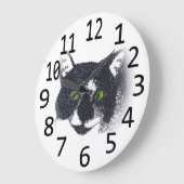 Tuxedo Cat Face Head Pointillisme Wall Clocks Grote Klok (Hoek)