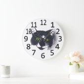 Tuxedo Cat Face Head Pointillisme Wall Clocks Grote Klok (Huis)
