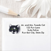Tuxedo Cat Face Pointillisme Adresetiketten Etiket (Insitu)