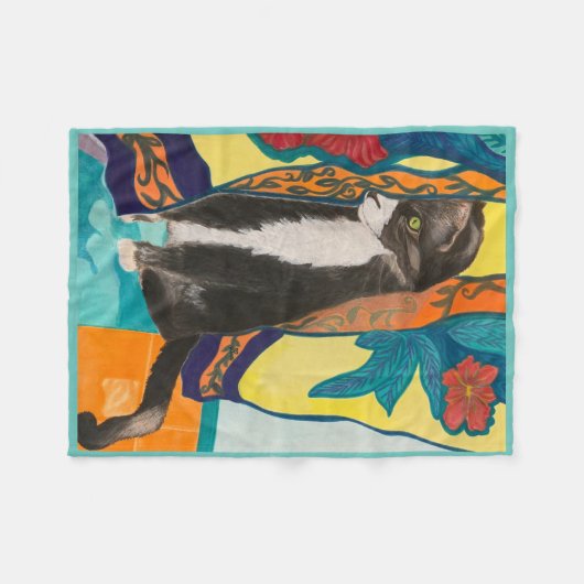 Tuxedo Cat Fleece Deken (Voorkant (Horizontaal))