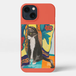 Tuxedo Cat Folk Art iPhone 13 Hoesje