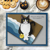 Tuxedo Cat Funny Bathroom Privacy Blue Legpuzzel