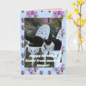Tuxedo Cat Funny Birthday Zister Mister Kat Kaart (Gele Bloem)