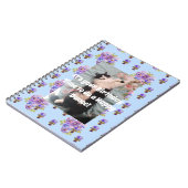 Tuxedo Cat Funny Cute Floral Paars Notitieboek (Linkerzijde)