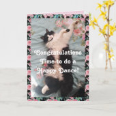 Tuxedo Cat Funny Gefeliciteerd, Happy Dance-kaart Kaart (Gele Bloem)