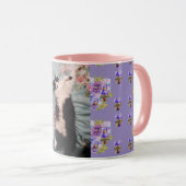 Tuxedo Cat Funny Happy Dance Birthday Mok Paars (Voorkant rechts)