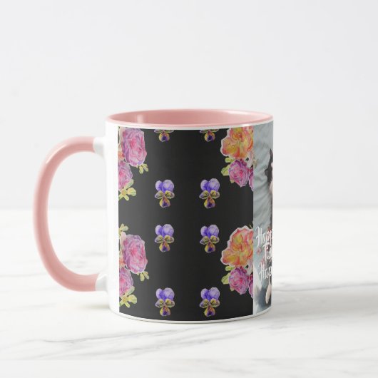 Tuxedo Cat Funny Happy Dance Verjaardag Mok Rozen (Links)