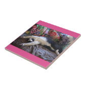 Tuxedo Cat Funny Mexican Wave Cute Birthday Tegeltje (Zijkant)