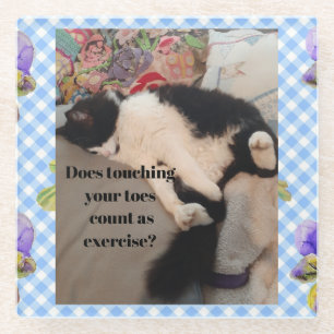 Tuxedo Cat Funny Quote Zwart en Witte Katten Meisj Glazen Onderzetter