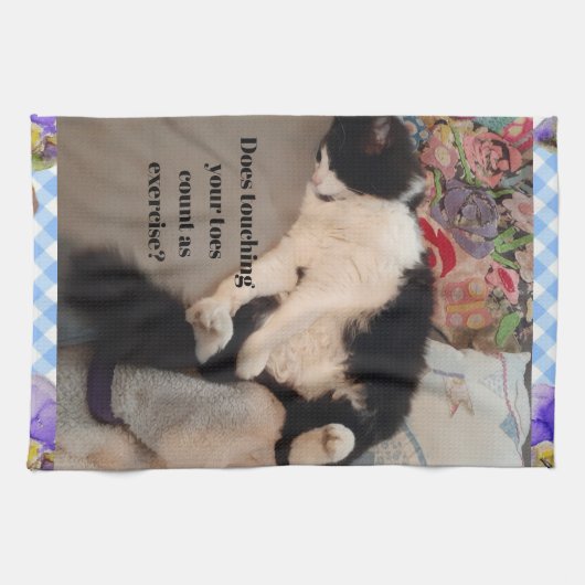 Tuxedo Cat Funny Quote Zwart en Witte Katten Meisj Theedoek (Horizontaal)