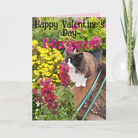 Tuxedo Cat Funny Red Yellow Valentines Wifes Name Kaart (Voorkant)
